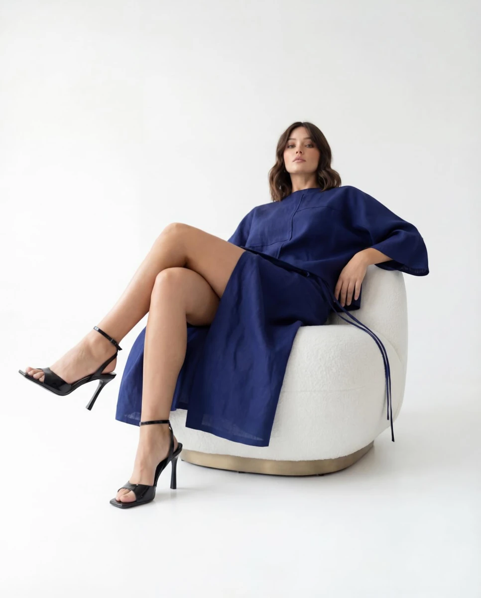 Lacivert Şık Elbise